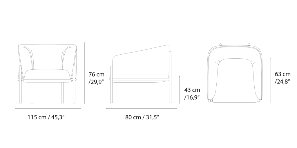 Aria Lounge dimensions in cm anc inches