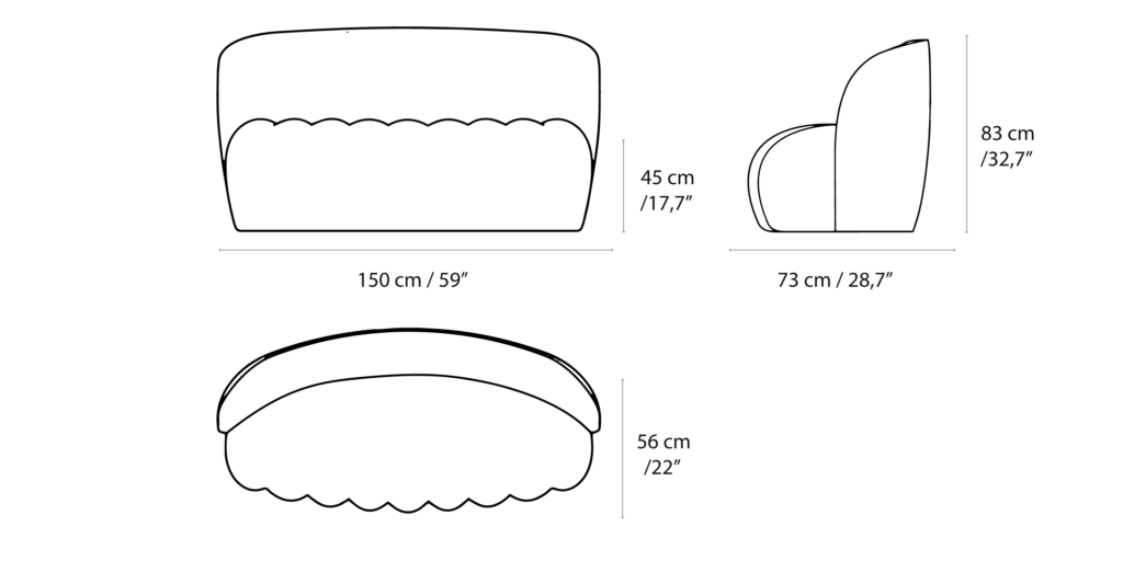 Mellow sofa technical drawing 